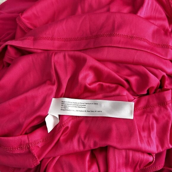 Eloquii Midi Dress Women's Sz 18 Hot Pink V-Neck Long Sleeve Twist Front Stretch - Picture 14 of 15
